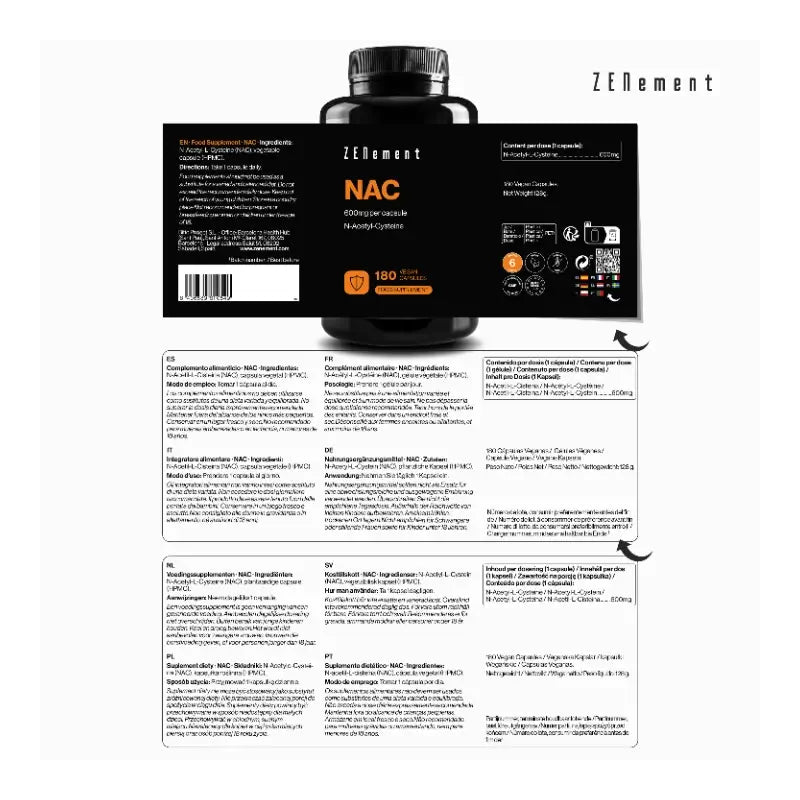 Zenement Nac 600 Mg, 180 gélules végétaliennes