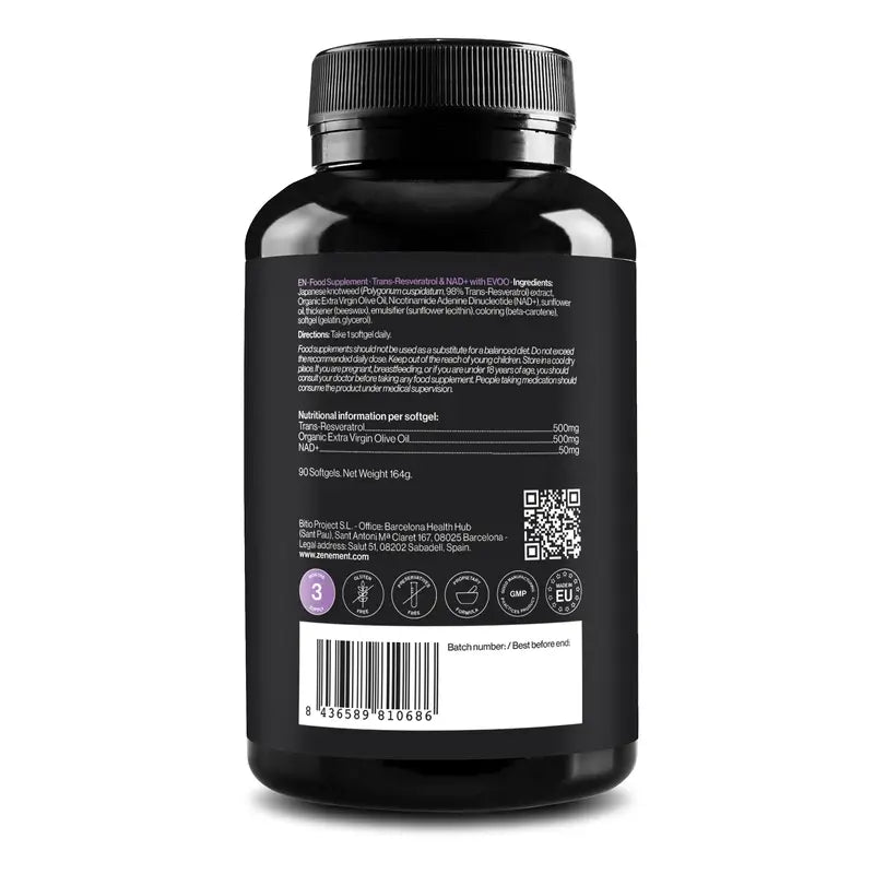 Zenement Trans-Resveratrol & Nad+ Avec Aove, 90 softgels