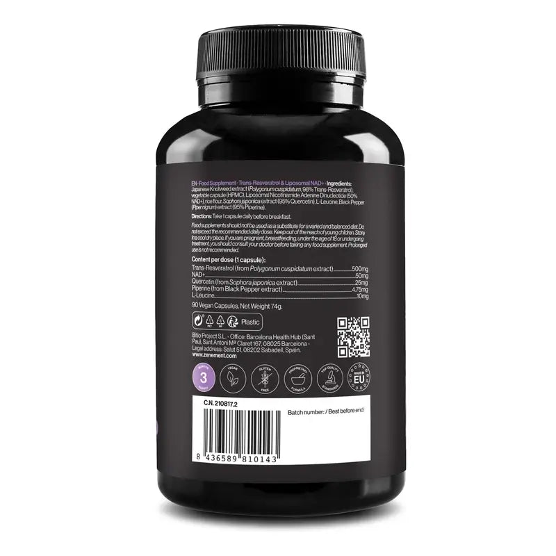 Zenement Trans-Resveratrol ET Nad+ Liposomal, 90 gélules végétaliennes