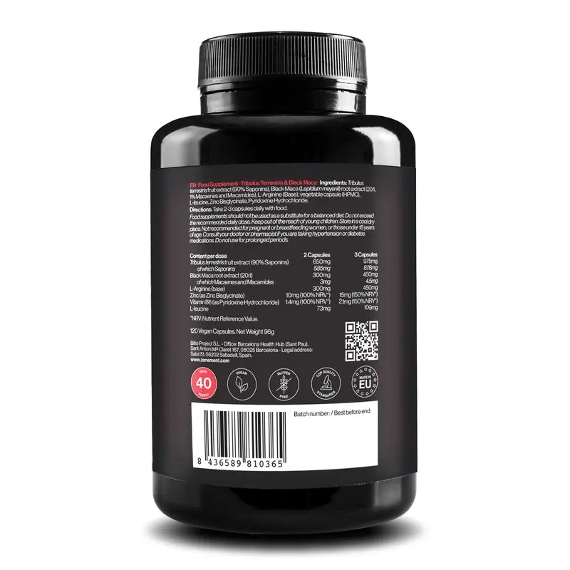Zenement Tribulus Terrestris & Black Maca, 120 gélules végétaliennes