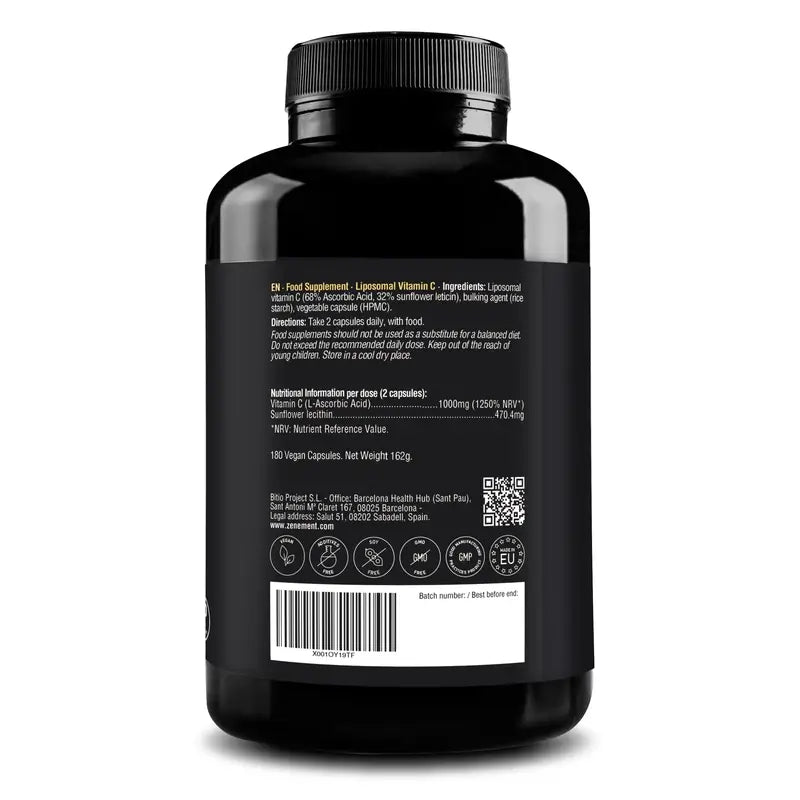 Zenement Liposomal Vitamine C Liposomale, 180 gélules végétaliennes
