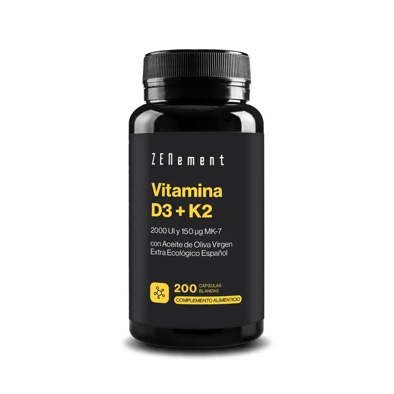 Zenement Vitamine D3 + K2, 2000 Ui ET 150 µg Mk-7, 200 softgels