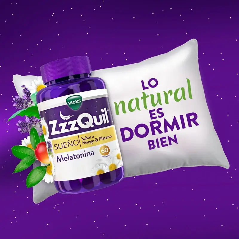 ZzzQuil Mangue, Banane et Valériane, 60 gommes